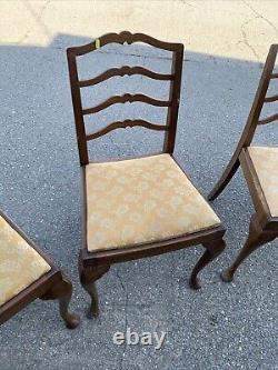 Pair Of 4 Vintage Ladder Back Dining Mid Century Chairs