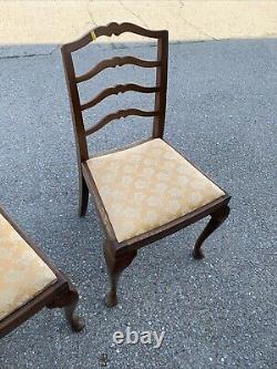 Pair Of 4 Vintage Ladder Back Dining Mid Century Chairs
