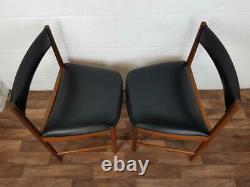 Pair Of Vintage McIntosh Dining Chairs Teak & Black Vinyl 9533 Mid-Century Retro