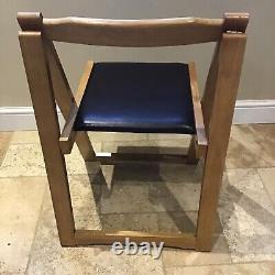 Pair Vintage Folding Kitchen Chair Vinyl Seat Beech Wood Retro 60s Mid-Century