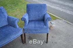 Pair of Blue Armchairs Vintage Retro
