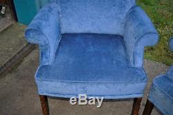Pair of Blue Armchairs Vintage Retro