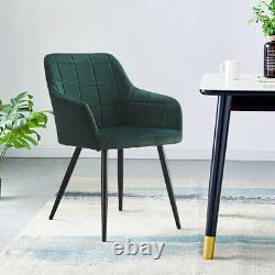 Pair of Green Velvet Dining Chairs Armchairs Office Chair Kitchen Restaurant