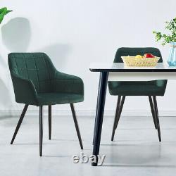 Pair of Green Velvet Dining Chairs Armchairs Office Chair Kitchen Restaurant