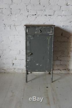 Pair of Industrial Vintage Bedside Cabinet Cupboard Table raw- Metal Soviet