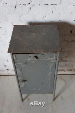 Pair of Industrial Vintage Bedside Cabinet Cupboard Table raw- Metal Soviet