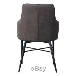 Pair of Retro Faux Leather Dining Chairs Armchairs Kitchen Office Chair Grey
