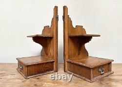 Pair of Wall Cabinets, Hanging Pine Shelf, Old Bedside Cabinets, Vintage Decor