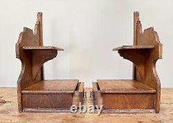 Pair of Wall Cabinets, Hanging Pine Shelf, Old Bedside Cabinets, Vintage Decor