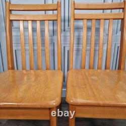 Pair x2 Vintage Solid Beech Wood Retro Kitchen Chairs Country Upcycle