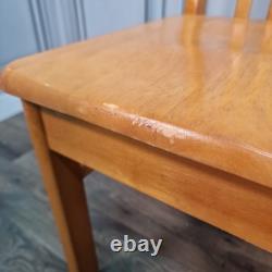 Pair x2 Vintage Solid Beech Wood Retro Kitchen Chairs Country Upcycle