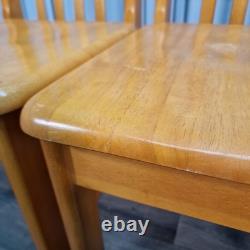 Pair x2 Vintage Solid Beech Wood Retro Kitchen Chairs Country Upcycle