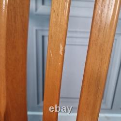 Pair x2 Vintage Solid Beech Wood Retro Kitchen Chairs Country Upcycle