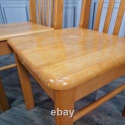 Pair x2 Vintage Solid Beech Wood Retro Kitchen Chairs Country Upcycle