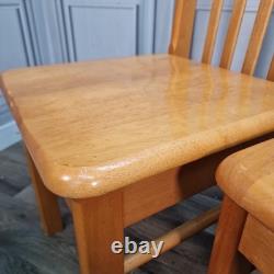 Pair x2 Vintage Solid Beech Wood Retro Kitchen Chairs Country Upcycle