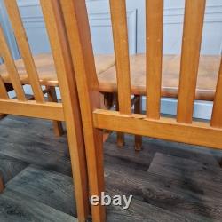 Pair x2 Vintage Solid Beech Wood Retro Kitchen Chairs Country Upcycle