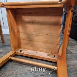 Pair x2 Vintage Solid Beech Wood Retro Kitchen Chairs Country Upcycle