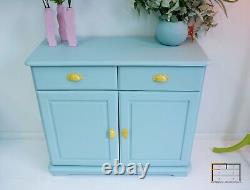 Pastel Teal 1970s retro Kitchen Sideboard, Vintage pine cupboard, Dopamine Decor