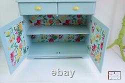 Pastel Teal 1970s retro Kitchen Sideboard, Vintage pine cupboard, Dopamine Decor