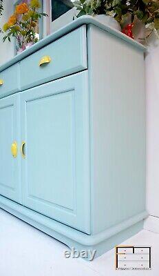 Pastel Teal 1970s retro Kitchen Sideboard, Vintage pine cupboard, Dopamine Decor