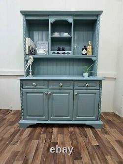 Pine vintage kitchen farmhouse blue dresser cabinet storage shelf sideboard