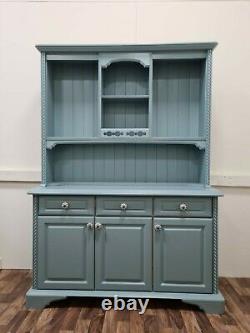 Pine vintage kitchen farmhouse blue dresser cabinet storage shelf sideboard