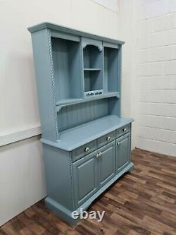 Pine vintage kitchen farmhouse blue dresser cabinet storage shelf sideboard