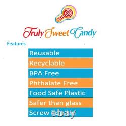 Plastic Sweet Jars Storage Tubs Retro Candy Buffet Coloured Lids SLIGHT SECONDS