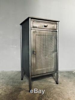 Polished metal bedside cabinet- vintage industrial- several designs