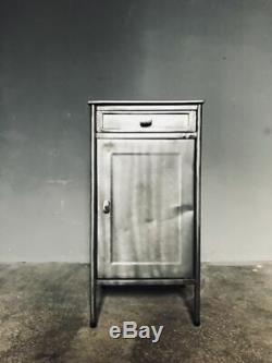 Polished metal bedside cabinet- vintage industrial- several designs