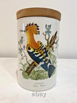 Portmeirion Botanic Birds Hoopoe Storage Jar 16cm Made in England, Wooden Lid
