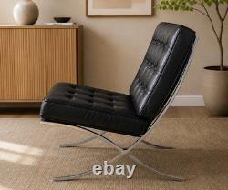 Premium Barcelona Chair Black Mies Van Der Rohe Replica Synthetic Leather chair