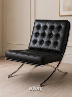 Premium Barcelona Chair Black Mies Van Der Rohe Replica Synthetic Leather chair