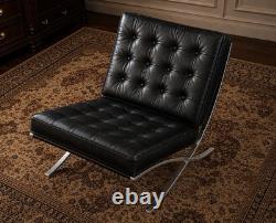Premium Barcelona Chair Black Mies Van Der Rohe Replica Synthetic Leather chair