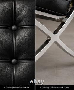 Premium Barcelona Chair Black Mies Van Der Rohe Replica Synthetic Leather chair