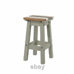 Premium Grey Vintage Corona Set Breakfast Bar Table and 2 Stools Drop Leaf Table