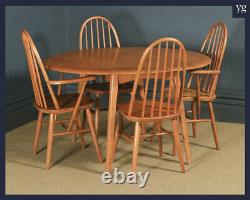 Priory Blonde Ercol Style Quaker Oak Drop Leaf Dining Table & Four Hoop Chairs