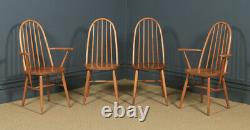 Priory Blonde Ercol Style Quaker Oak Drop Leaf Dining Table & Four Hoop Chairs