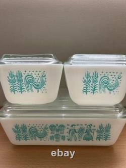 Pyrex Vintage Butterprint Refrigerator Set 4 Pieces, Retro Kitchen Storage