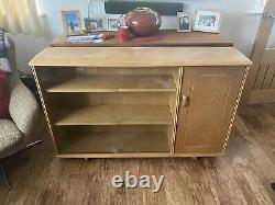 Quality Large Vintage / Retro Light Oak Priory Bookcase / Display / Cupboard