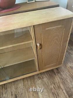 Quality Large Vintage / Retro Light Oak Priory Bookcase / Display / Cupboard