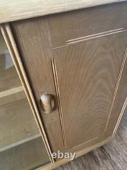 Quality Large Vintage / Retro Light Oak Priory Bookcase / Display / Cupboard