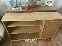 Quality Large Vintage / Retro Light Oak Priory Bookcase / Display / Cupboard