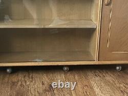 Quality Large Vintage / Retro Light Oak Priory Bookcase / Display / Cupboard