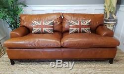 Quality Tan Leather Contemporary Style Sofa Courier Available