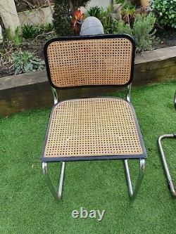 RARE 2 X Vintage Retro Marcel Breuer Cesca Style Chair Wicker & Metal Chairs