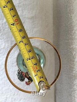 RARE 4 Crowing Cockerel Cocktail Sherry Martini Glasses Green Stemmed Hand Made