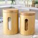 Rare Mcm Vintage Canister Set Of 2 Retro Kitchen Or Spa Bath Bamboo Vessel Stora