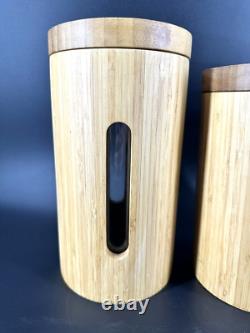 RARE MCM Vintage Canister SET OF 2 RETRO Kitchen OR Spa Bath BAMBOO Vessel Stora