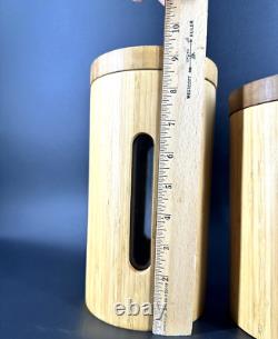 RARE MCM Vintage Canister SET OF 2 RETRO Kitchen OR Spa Bath BAMBOO Vessel Stora